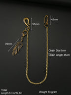 Indian Feather Keychain Pants Chain 5mm Snake Chain 22 Inch