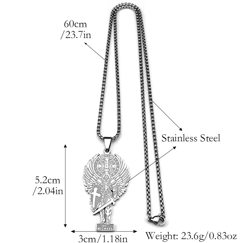 Archangel Michael Chain Necklace — Gold-Tone Metal