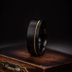 Fashion Black Stainless Steel Rings for Men With Guitar String Inlay Guitarist Ring For Musician Wedding Jewelry Drop