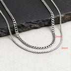 Two-Tone Cuban Box Rope Chain Necklace Set