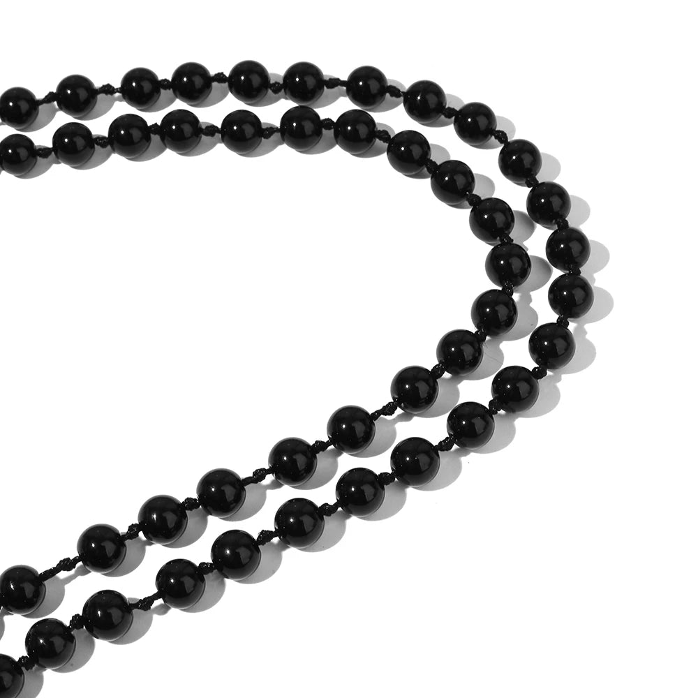 8mm Black Onyx 108 Mala Bead Necklace for Meditation Yoga Prayer Jewelry for Men and Women