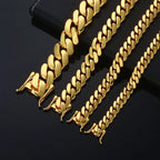 Gold Cuban Chain Necklace 12MM 18K Brass