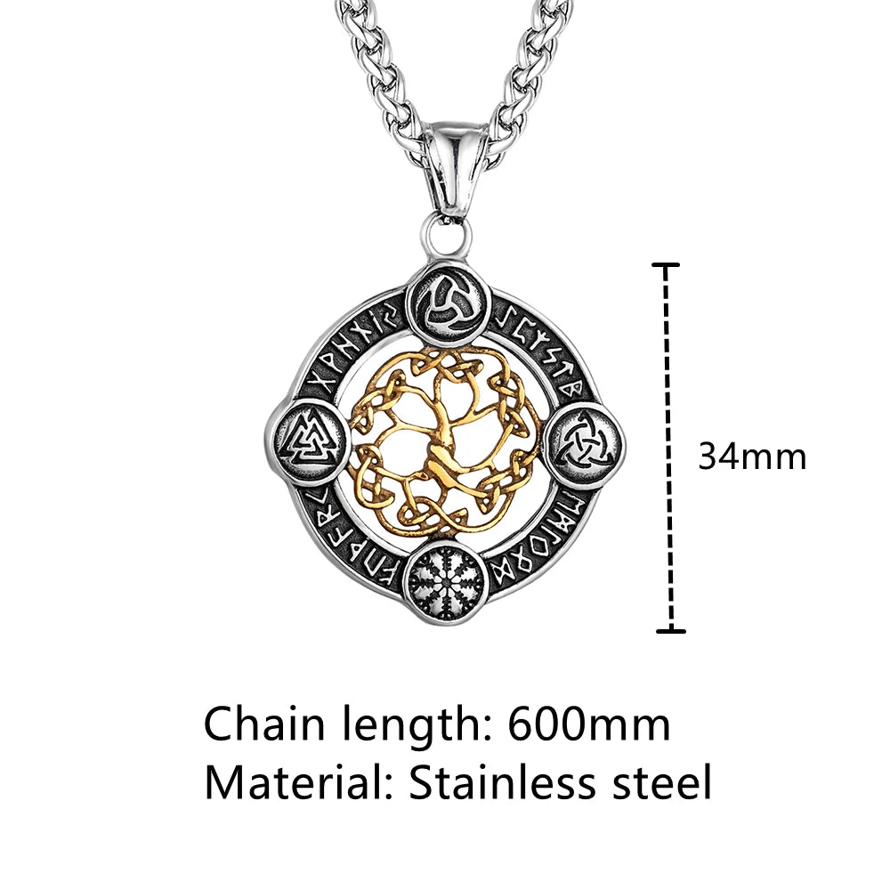 Norse Life Tree Pendant Necklace — Gold-Tone