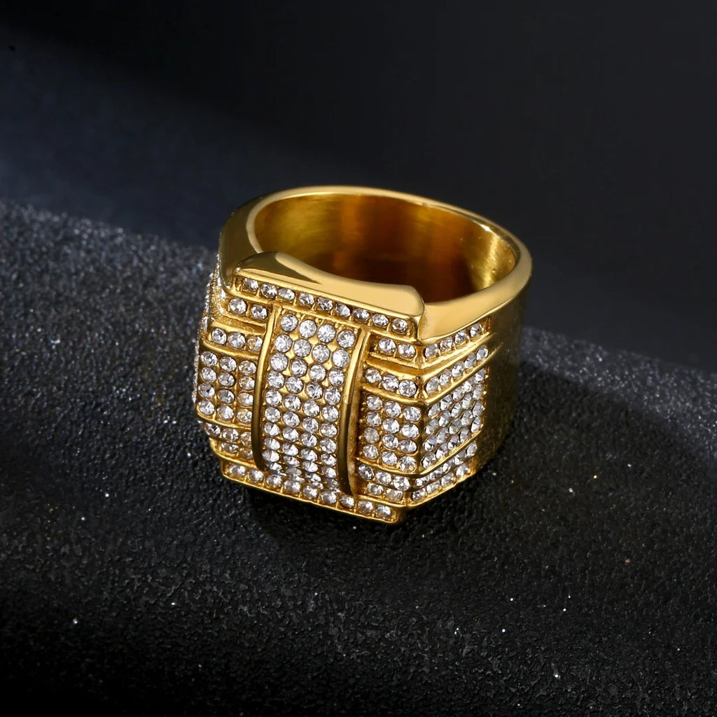 Iced Out Full Crystal CZ Ring 20mm — Stainless Steel