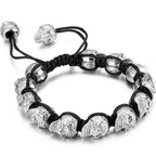 Handmade Braided Man Bracelet Skull Beads On Hand Bands Bracelets for Men Punk Gothic Stainless Steel Men's Jewelry