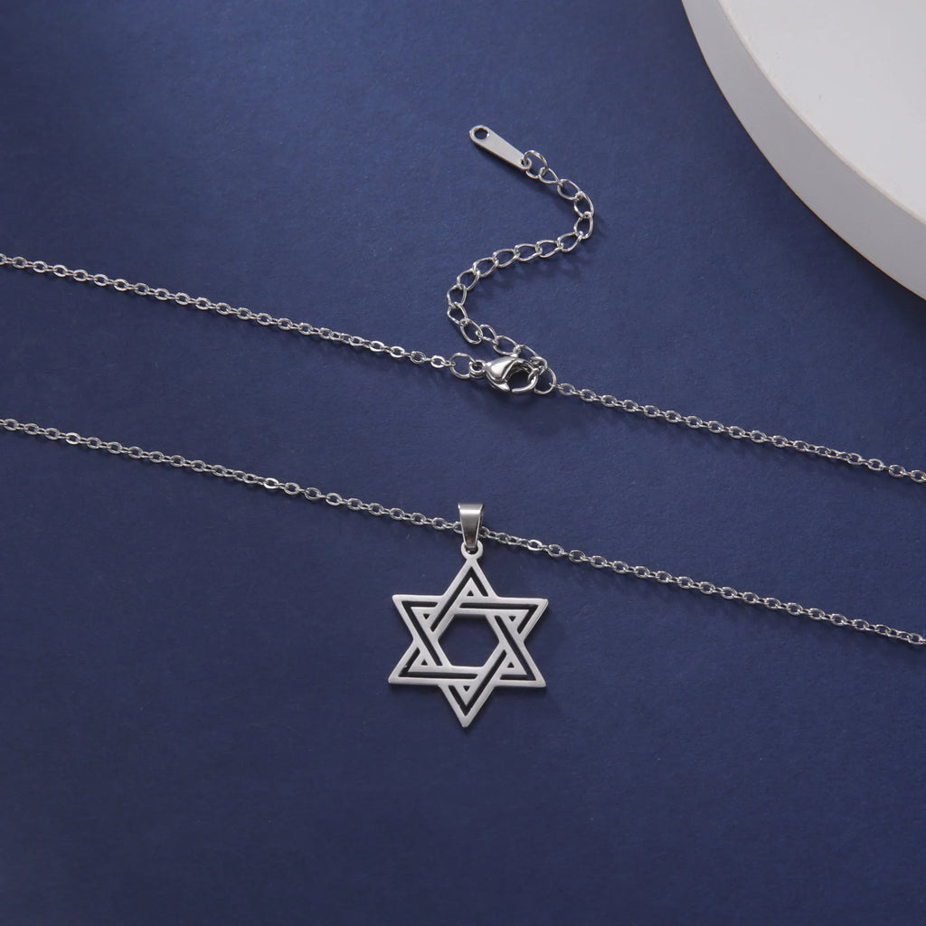 Simple Star of David Pendant Necklace — Stainless Steel