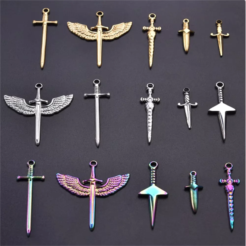 Sword Dagger Wing Pendants DIY Necklace Making — Stainless Steel