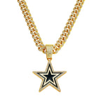 Men Women Hip Hop Five-Pointed Star Pendant Necklace,with Cuban Chain Punk Star Necklaces Fashion Jewelry,Sports Fan Gift Idea