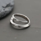 Buyee 925 Sterling Silver Male Ring Finger Elegant Snake Open Ring for Man Fashion Gray Animal Rock Punk Fine Jewelry Circle