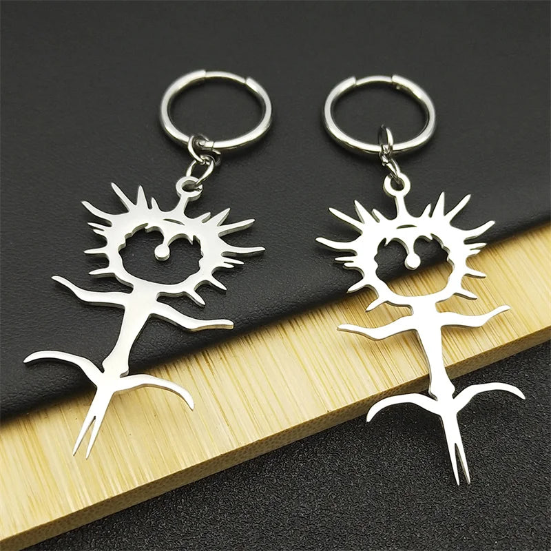 Ghost Silver Earrings Gothic Ghostemane Drop Long
