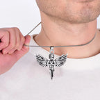 Silver Angel Wing Feather Pendant Necklace