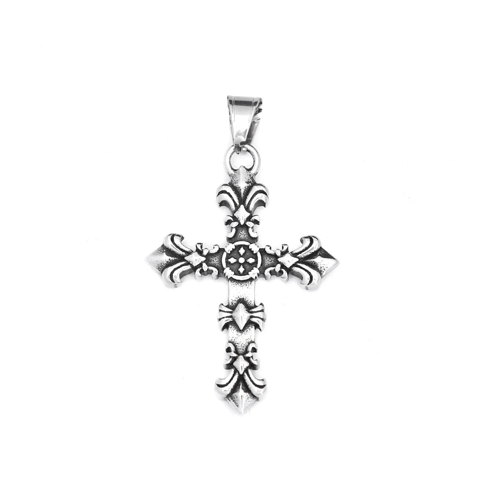 Fashion 316L Stainless Steel Christian Cross Necklace For Men Women Hip Hop Cool Religious Charm Pendant Punk Jewelry