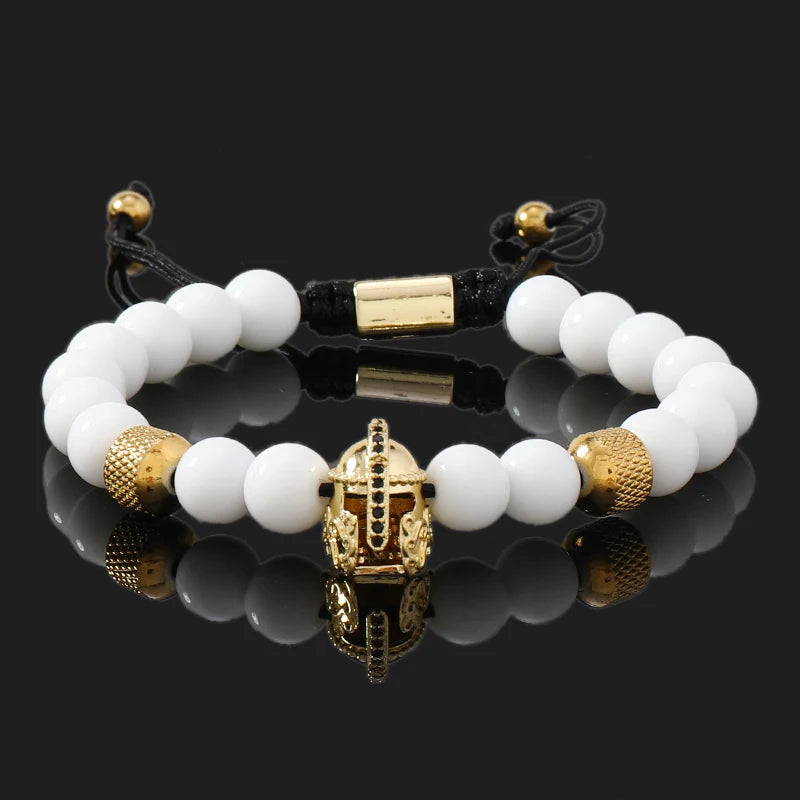 Crown, Leopard, Cross & Skull Beaded Bracelet — 8mm Adjustable
