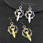 Gold Earrings Chakra Stone Yoga Drop Reiki Spiritual