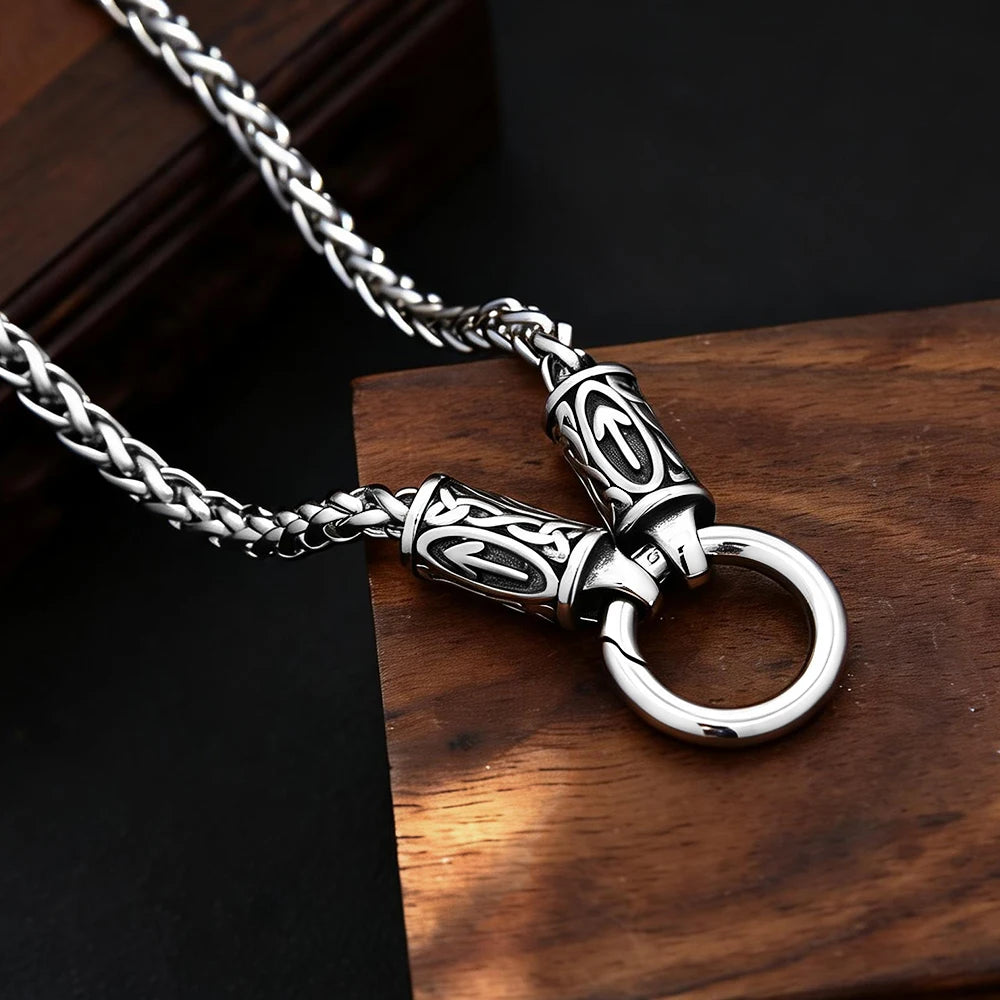 Dragon Steel Pendant Retro Ethnic Style Bone Round