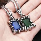 Stone Pendant Necklace Black — Stainless Steel