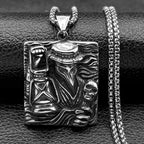 Raven Skull Silver Pendant Grim Reaper Plague