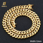Gold Cuban Chain Necklace 10MM Smooth 18K
