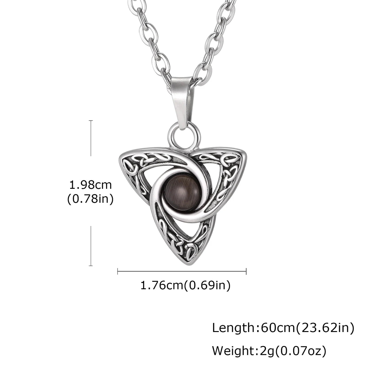 Vintage Celtic Knot Pendant Inlaid Black Opal Turquoise Necklace for Men, Retro Fashion Natural Stone Stainless Steel Jewelry