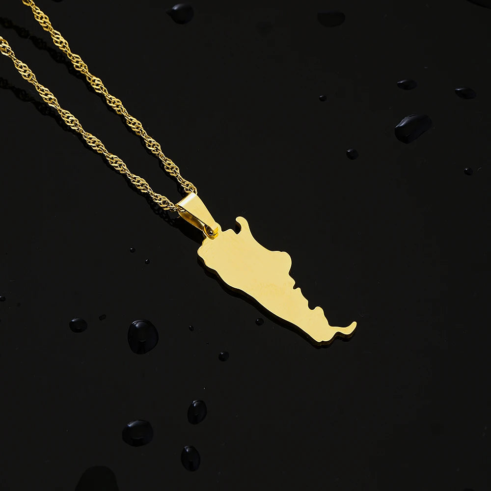 Fashion Argentina Map City Pendant Necklace Stainless Steel Men Women Gold Color Ethnic Maps Jewelry Gift