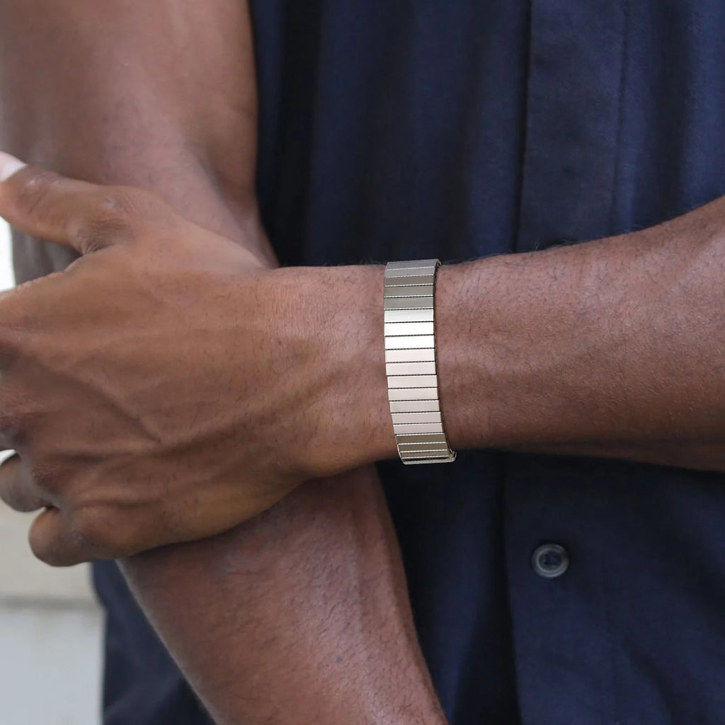 Minimal Square Chunky Bangle Bracelet — Stainless Steel