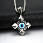 Evil Eye Geometric Pendant Necklace — Stainless Steel