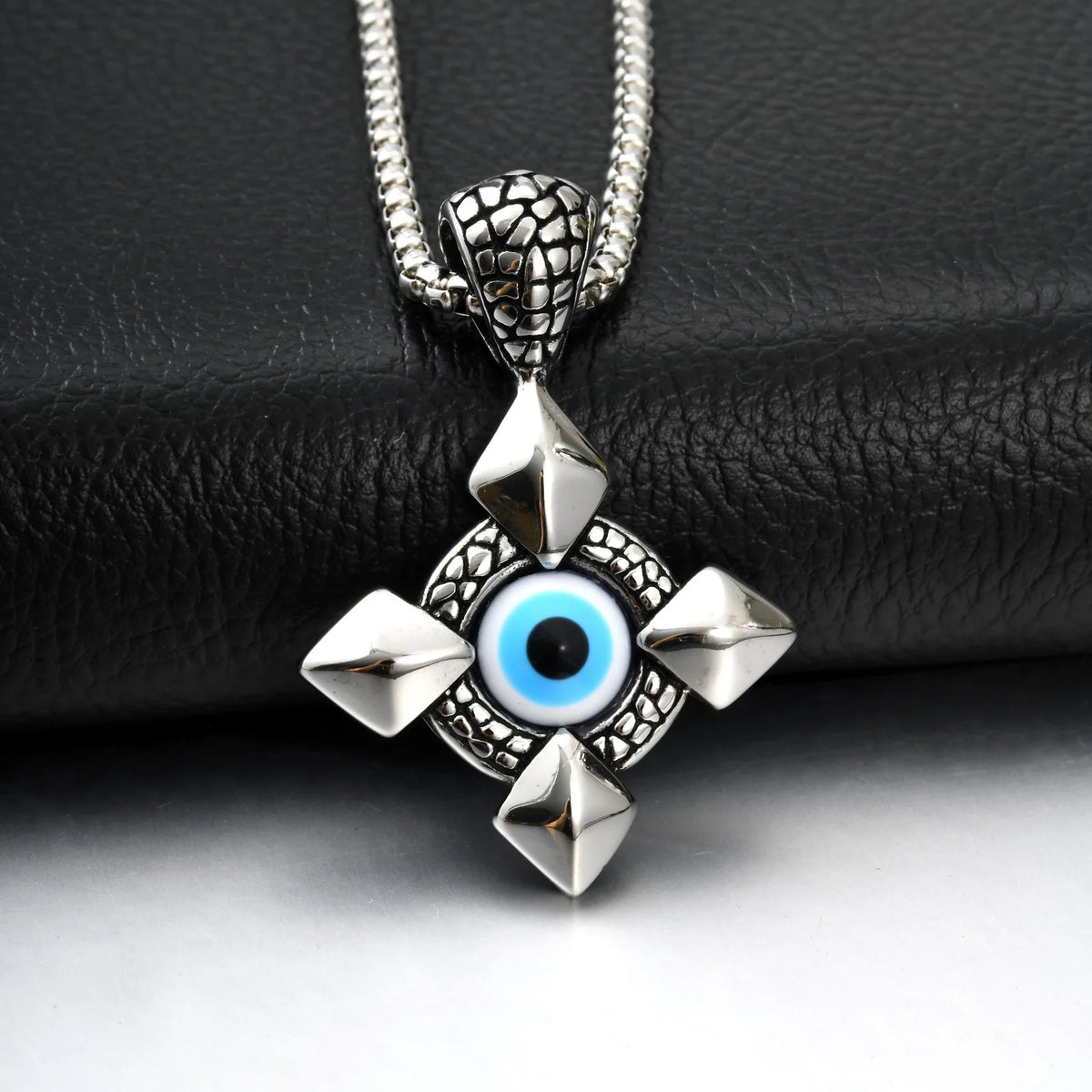 New Evil Eye Necklace for Men,High Quality Stainless Steel Geometric Pendant Necklace,Punk Türkiye Amulet Jewelry