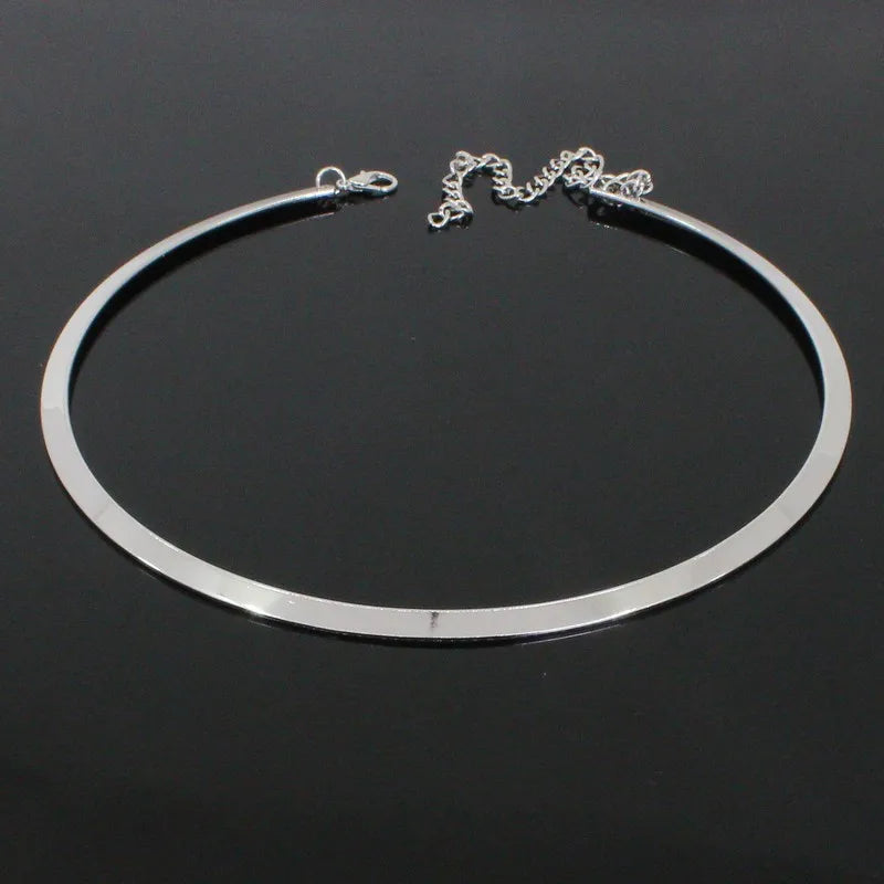 Punk Metal Torques for Women Gothic Golden Silver Color Smooth Chain Collar Fashion Choker Necklace Retro Personality