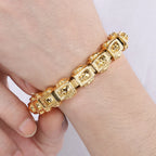Vintage Solid Stainless Steel Bracelet for Man Men's Skeleton Jewelry Accessories 14MM Width Skull Face Head Chain