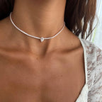 Certified Full Moissanite Riviera Tennis Necklace with Waterdrop Diamond Pendant for Women 925 Sterling Silver
