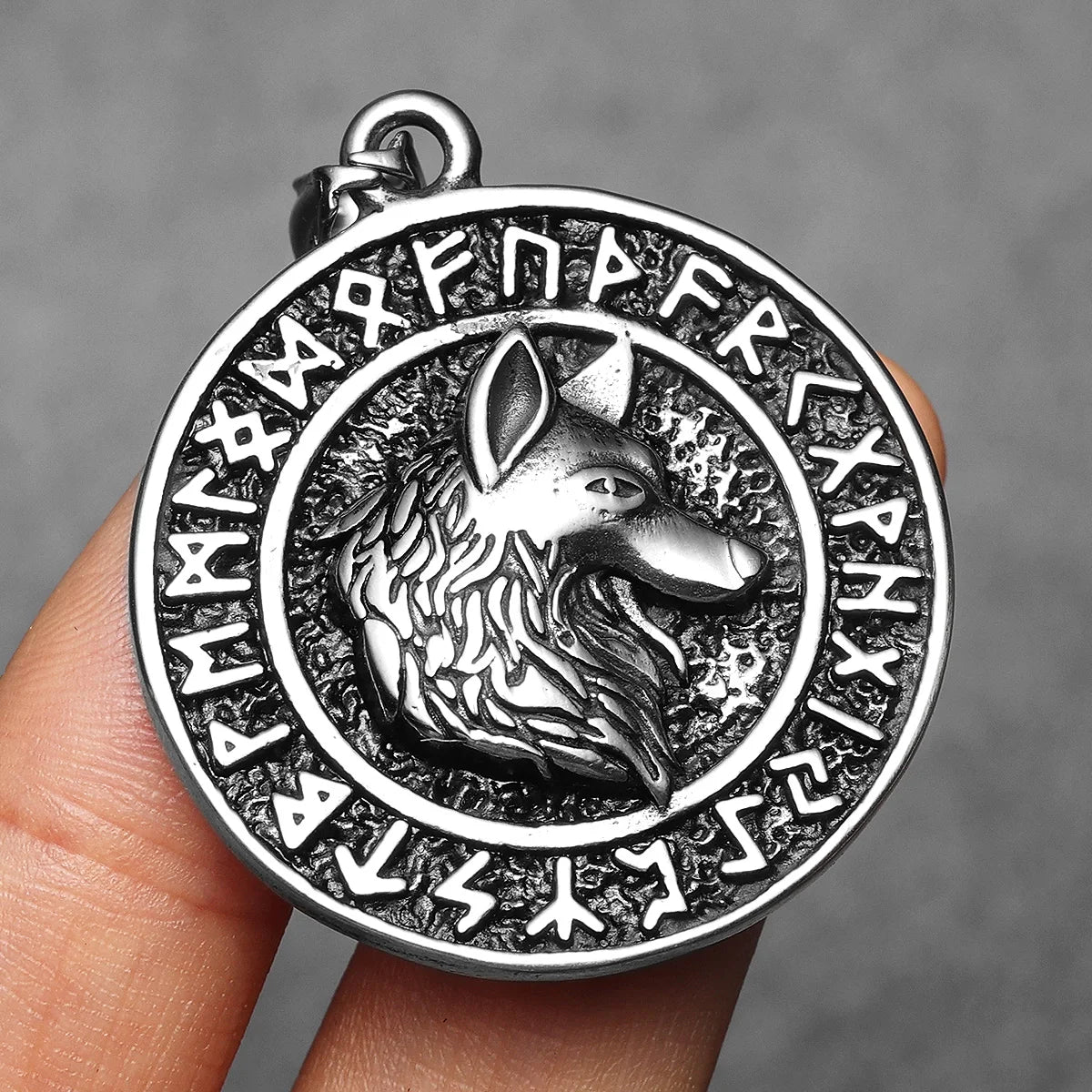 Viking Wolf Stainless Steel Pendant Necklace