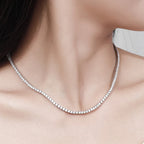 NeeTim 2.5mm Full Moissanite Tennis Necklace 925 Sterling Silver with Gold Plated Necklaces Neck Chain Fine Jewelry for