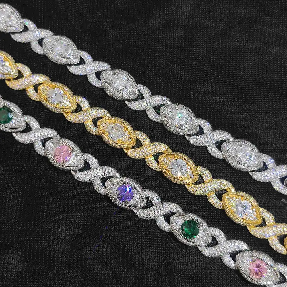 Iced Out Chain Necklace Colored Zircon 15MM