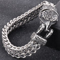 Nordic Viking Jewelry Man Bracelet With Snake Owl Wolf Head Solid Stainless Steel 12MM Mesh Link Chain Men's Bracelets