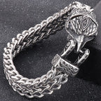 Nordic Viking Jewelry Man Bracelet With Snake Owl Wolf Head Solid Stainless Steel 12MM Mesh Link Chain Men's Bracelets