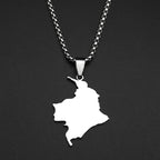 Colombia Map Flag Pendant Necklace For Women Men Stainless Steel Gold Color South America Country Nation Art Male Jewelry Gifts