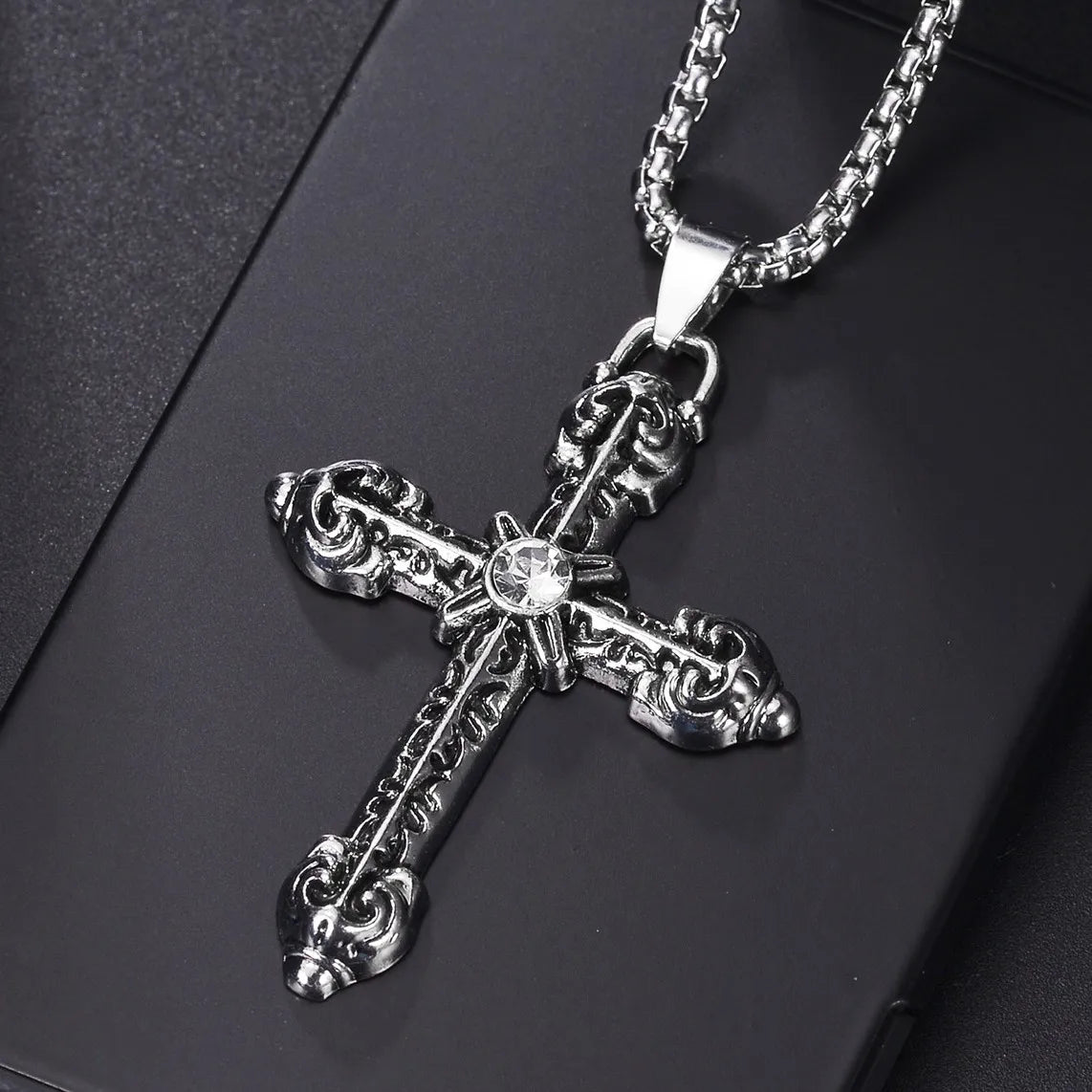 Cross Pendant Necklace — Stainless Steel