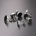Trendy HipHop Titanium Steel Round Men's Stud Earrings Hippie Stainless Steel Black Drip Earings for Men Couple