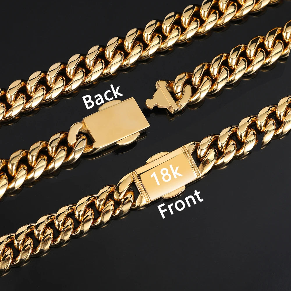 Stainless Steel Cuban Chain Necklace 12MM
