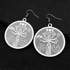 Snake Trident Gold Earrings Wicca Triple Moon