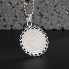 Allah Scripture Round Medal Pendant Stainless Steel Necklace Mens Islamic Jewelry Amulets Muslim Gifts