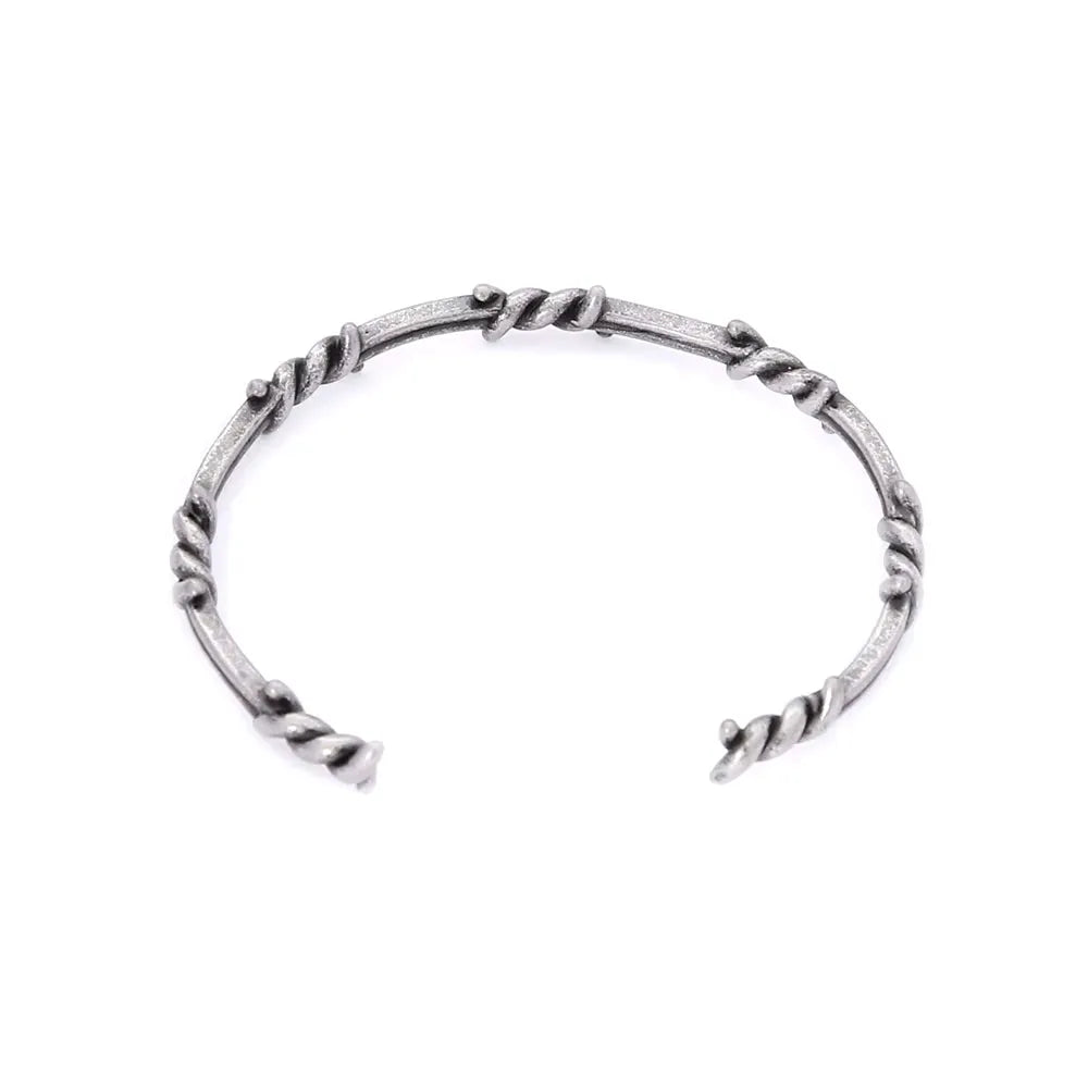 Vintage Thorn Wire Open Cuff Bracelet — Gothic, Stainless Steel
