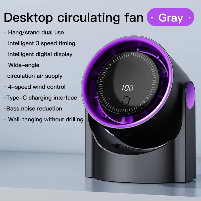 TINSOL Multi-function electric fan air circulator, wireless portable home silent ventilator desktop wall ceiling fan
