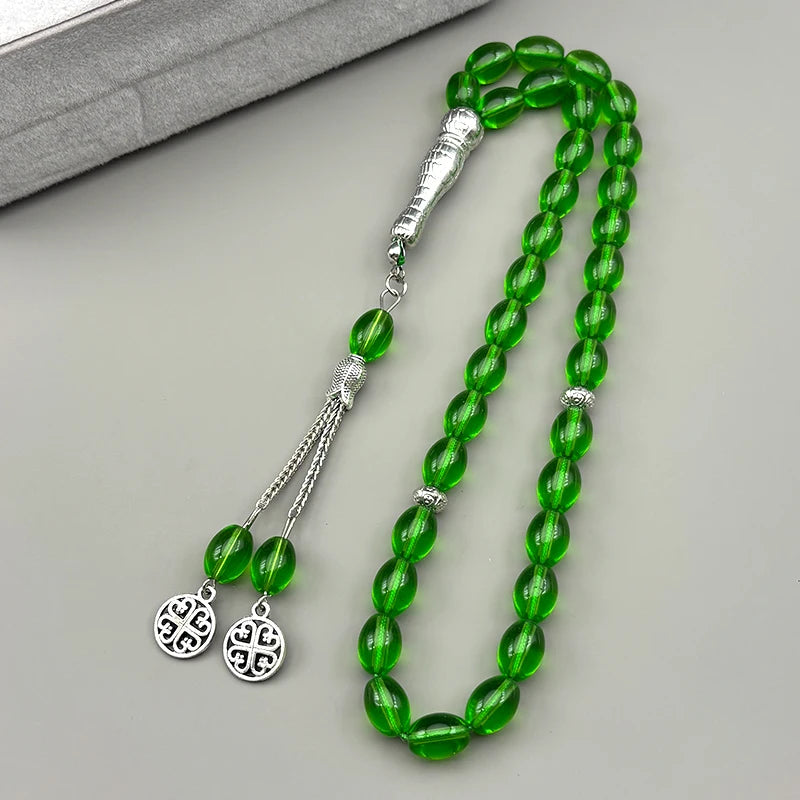 33Pcs Glass Rosary Muslim Prayer Keyring String Tassel Islamic Middle East Uae Dubai Arab Islam Car Pendant Jewelry