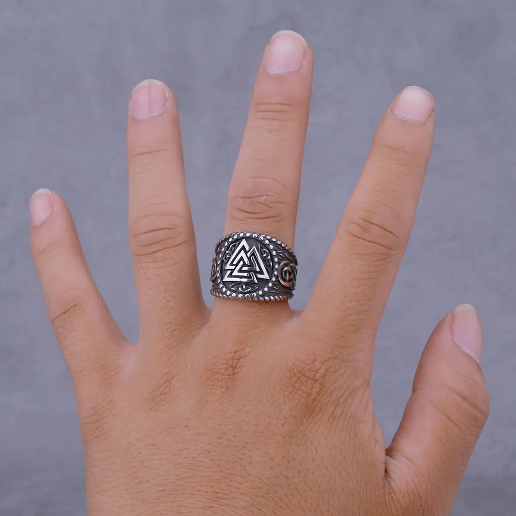 Valknut Viking Rune Ring for Men — 316L Stainless Steel