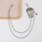 Double Layer Skull Keychain — Stainless Steel Beaded