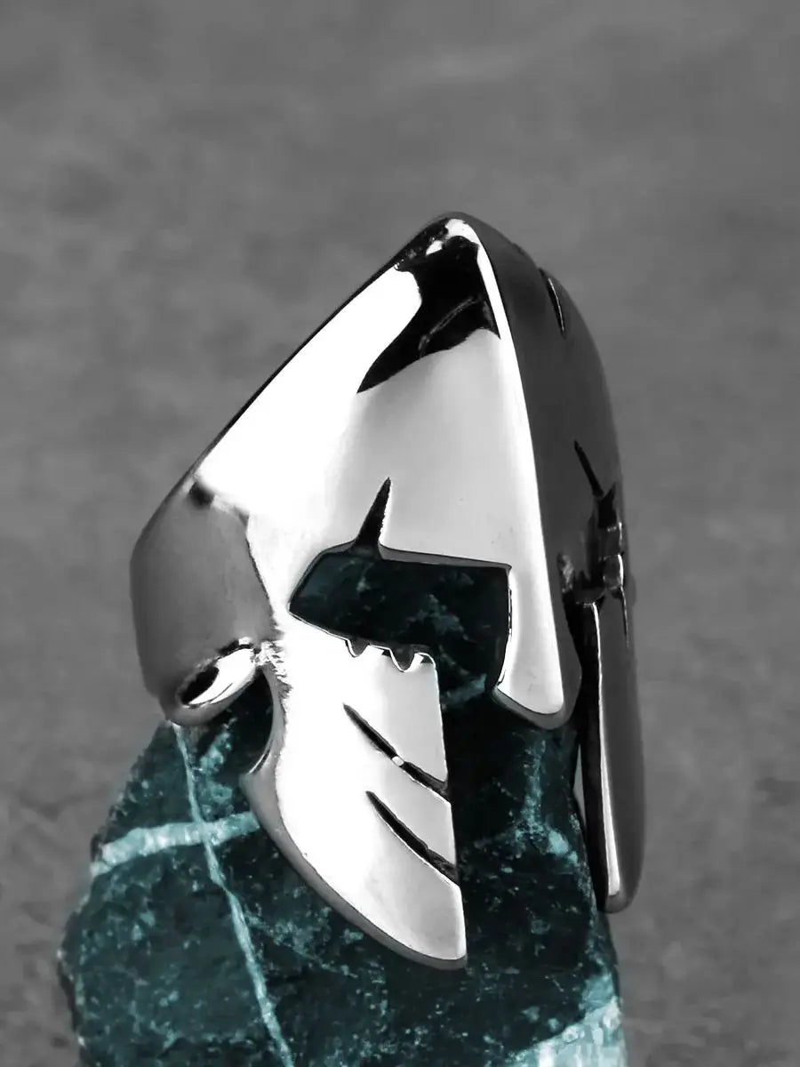 Men's Spartan Warrior Mask Ring Hip Hop Simple Charm Punk Boutique Handmade Viking Jewelry Ring Creative Gift Wholesale