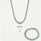 Cuban Chain Necklace Bracelet Set — Stainless Steel