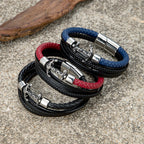 Men's Handmade Anchor Bracelet Women Punk Vikings Stainless Stee Multi-layer Leather Bangle Vintage Nautical Style