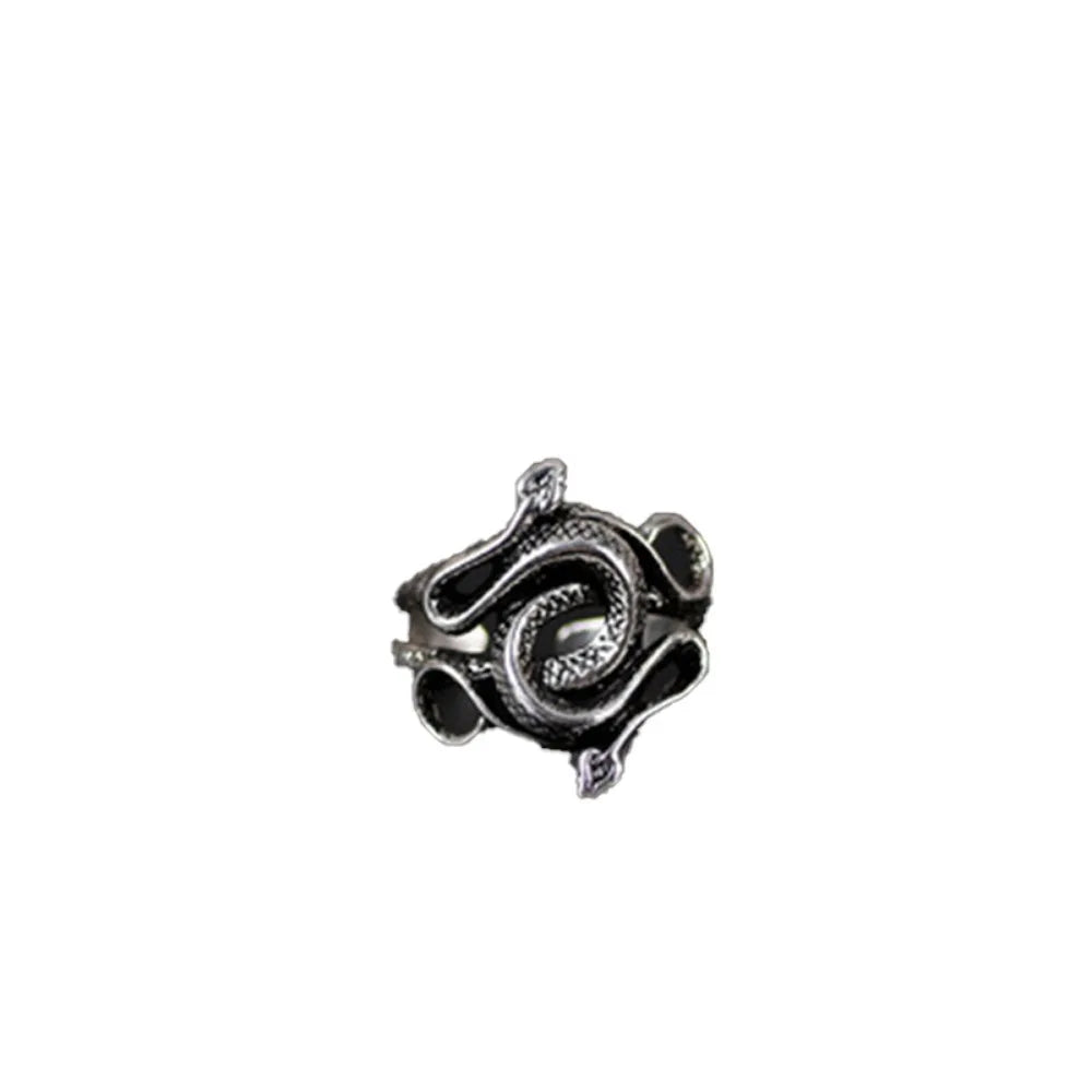 New Creative Vintage Fashion Men's Natural Born Killers Ring Snake Totem Ring Pharaoh Snake Ring Hip Hop Punk Niche